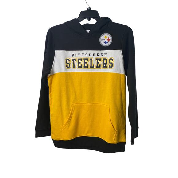 NFL Team Apparel Youth Steelers Black Yellow Pullover Hoodie Size XXL (18) - Picture 1 of 6